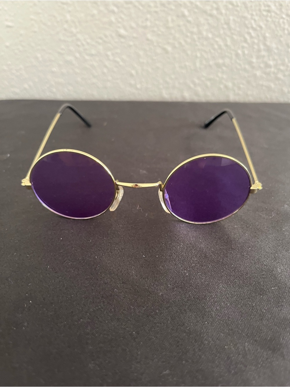 Gold Frame Round Sunglasses with Purple Lenses